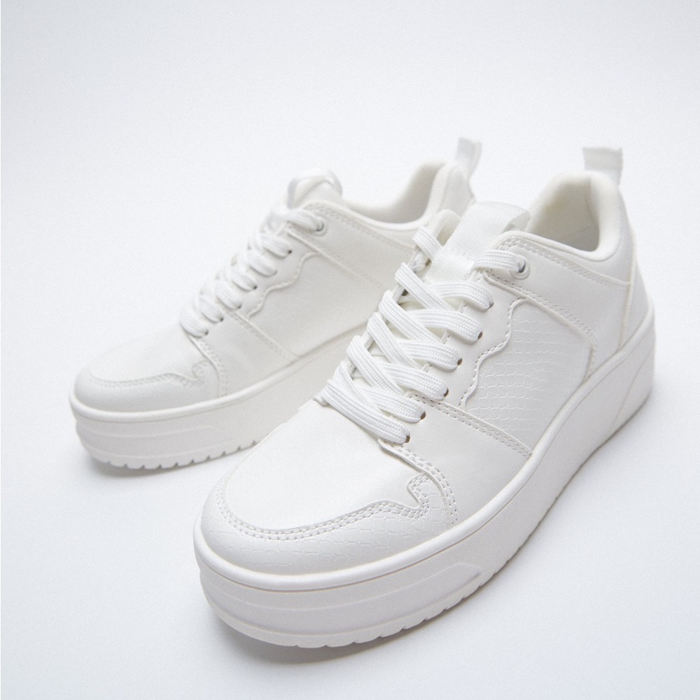 Zara white platform sneakers